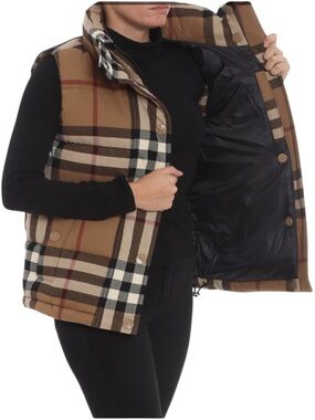 Women's Small Burberry The Ford Puffer Gilet Down Filled Vest Nova Check Padded